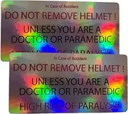 Set of 2 Caution Do Not Remove Helmet Sticker Decal Warning Reflective Safety