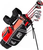 PGA Tour G1 Series Red Kids Golf Club Set| Golf Clubs and Sets for Heights 4'1"-4'8" | Complete Golf Club Set w/Golf Driver, Putter & Golf Bag| Kids Golf Clubs 5-8| Young Men & Women Golf Clubs