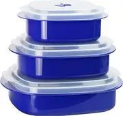 Reston Lloyd Calypso Basics by 6-Piece Microwave Cookware, Steamer and Storage Set, Indigo Blue