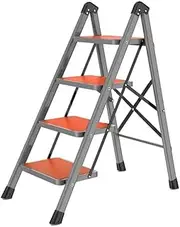 Step Ladder 4 Step Ladder with Non-Slip Wide Tread Step Stool Foldable Portable Ladder Stool Multifunctional Household Ladder Capacity 330lbs Folding Step Stool