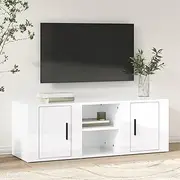 TV Cabinet, Entertainment Unit TV Stand TV Unit TV Cabinet High Gloss White 100x31.5x35 cm Engineered Wood