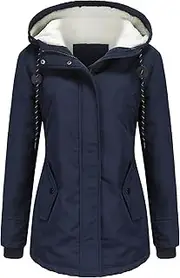 [Zylphorix] Womens Trendy Jackets Hooded Insulated Wind Zipper Jacket Invierno Travel Coat Comfortable