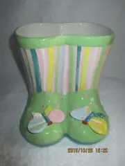 Ganz Porcelain Boot Planter/Vase/Figurine/Container Butterflies Green New