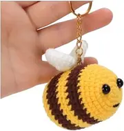 [Eyshan] Cotton Bee Cute Keychain, Crochet Handmade Animal Key Chain Accessories, Car Keyring Charm Handbag Bag Purse Keychains Pendant