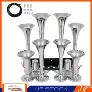 For Ford Chevy Ram Toyota 12V 8 Trumpet Train Air Horn Kit Loud Truck Pickup