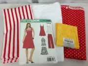 LOT New Look 6789 Dress Top Skirt Pants Pattern A 6-16 & Red White Yellow Fabric