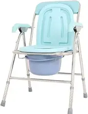 Z&y GLAa Foldable Toilet Chair/Shower Chair, Bedside Commode with Chamber Armrest Backrest Easy to Clean Comfortable Durable/Blue
