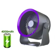 4000mAh Air Circulation Silent Fan Portable Air Circulator Fan 3 Speed Adjustment Battery Operated Fan Personal Table Fa