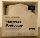 Rize Ultra-Soft Terry Mattress Protector, King, Fits 18" Deep Mattress, New S1