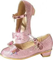 [EIGHT KM] EKM7018 Girls High Heel Dress Shoes Mary Jane School Wedding Party Pumps Princess Sparkle Shoes for Kids Toddler