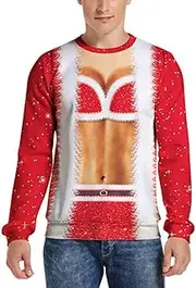 Unisex Christmas Jumper 3D Printed Xmas Pullover, Morbuy Sweatshirt Funny Long Sleeve Sweater T-Shirt S-3XL (3XL,Xmas Bra)