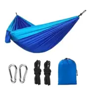 Double Hammock - 270cm x 135cm - Blue & Green Sleep Bed Chair outdoor Camping