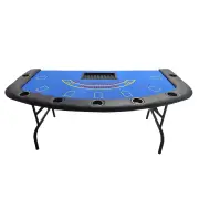 185cm Folded 7 Player Poker Blackjack Table Game Desk W/Cup Holder