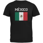 World Cup Distressed Flag Mexico Black Youth T-Shirt