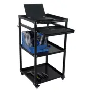 3 Shelves Media Cart Mobile Laptop Table AV Utility Cart Aluminum Office Desk