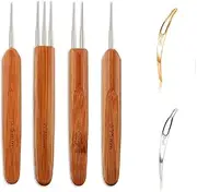 Chironal 6Pcs 0.75mm Wooden Handle Crochet Hooks Dreadlocks Crochet Hook Dreadlocks Tool (0.75mm)