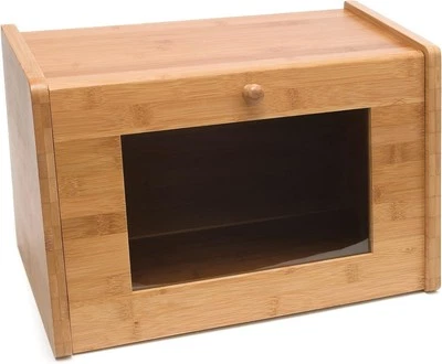 Lipper International 8847 Bamboo Bread Box with Tempered Glass Window, Tan