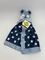 New Cocalo Panda Bear Puppy Security Blanket Lovey Blue Plush Baby Satin tags