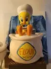 New Open Box 1997 Warner Brothers Ceramic Cookie Jar Chef Tweety