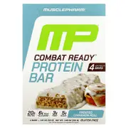 MusclePharm, Combat Ready™ Protein Bar, Frosted Cinnamon Roll , 4 Bars, 1.87 oz (53 g) Each