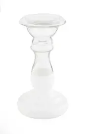 Mud Pie SMALL WHITE GLASS CANDLEHOLDER Brand New