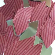 Long Diamond Sequin 1.75" Red Pink Corrugated Stripe Metallic