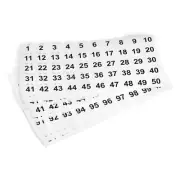 1 to 100 Number Stickers Number Label Self Adhesive 25.4mm/1" , Pack of 20