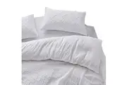 Cleverpolly Tufted Ultra Soft Microfiber Quilt Cover Set King White Quilt Covers
