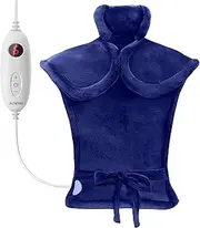 RENPHO Electric Heat Pack for Back Pain Relief, Fathers Day Gift, Electric Heating Pad, Birthday Gifts for Women Men, Neck Shoulder Heat Pad, Fast-Heating, Auto Shut Off, 84x61cm, Dark Blue