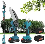Cordless Pole Saw, 3 in 1 High Branch Saw with Brushless Chainsaw, Pruner Shear, 2M Telescopic Rod, 2 Battery and Charger Included for Garden Tree Trimming Pruning