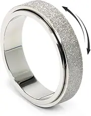 Titanium Stainless Steel Anxiety Ring for Women Men Fidget Spinner Ring, Size 6-12, Width 6MM, 5-Color: Rose Gold-Rainbow-Silver-Black-Blue