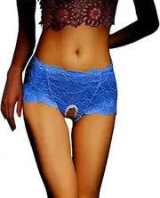 [Franterd] Lace Boyshort Panties for Women Sexy Lace Open Underwear Low Waist Panties Briefs Crotch Underpants Sexy Lingerie