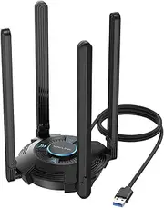 WAVLINK AX5400 USB WiFi 6 Adapter Long Range, USB WiFi Adapter for PC Laptop, Tri-Band 6GHz 2402Mbps + 5GHz 2402Mbps + 2.4GHz 573Mbps, 4x5 dBi Antennas, OFDMA, WPA3, USB WiFi Dongle for Windows 11/10
