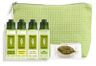 L'Occitane VERBENA Travel Bag Shower Gel Body Lotion Shampoo Conditioner Soap