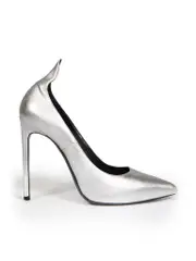 Silver Leather Thorn Point Toe Pumps
