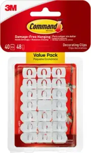 Command Decorating Clips, 40 Clips and 48 Strips, 40 White