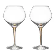 Orrefors Intermezzo Bouquet Gold Wine Glass, Set of 2 - Exclusive