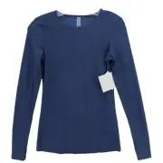 NWT BEYOND YOGA Featherweight Classic Crew Pullover Spacedye Tee Navy SMALL