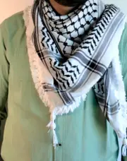 Scarf Original Palestinian Keffiyeh Arab High Quality Black & White كوفيه...