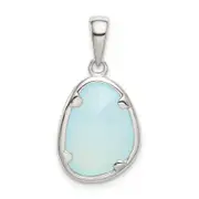 Sterling Silver Blue Chalcedony Stone Pendant