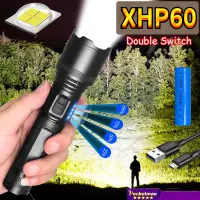 在飛比找蝦皮購物優惠-新款P60手電筒LED強光可充電USB雙開關電動顯示屏186