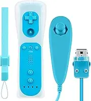 OSTENT Motion Sensor Remote Controller + Wired Nunchuck Combo Compatible for Nintendo Wii Console Color Blue