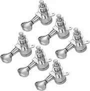 Oimzzr Electric Guitar Heads Knobs String Tuning Pegs Locking Tuners Pack of 6 Pieces 6R with Mounting Screws and Ferrules Silver