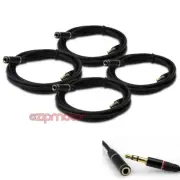4X 4FT 3.5MM AUX EXTENSION AUDIO CABLE BLACK APPLE IPHONE 5 4S 3GS IPOD SHUFFLE