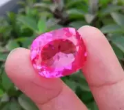 A+ Natural Certified Flawless 26.3 CT+ Pink Mogok Ruby Cushion Loose Gemstone AG