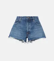[Frame] Frame The Hang frayed mid-rise denim shorts 25 blue