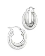 Bloomingdale's Fine Collection Medium Double Tube Hoop Earrings in Sterling Silver