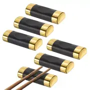 6pcs Fiberglass and PP Pillow Shape Chopstick Rest Spoon Holder, Black Gold