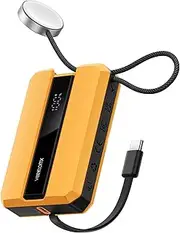 VEEKTOMX Portable Charger for iWatch & iPhone with Built-in USB-C Cable, 10000mAh PD 30W Fast Charging Power Bank, Battery Pack Compatible with Apple Watch, iPhone 15 Series, Galaxy (Yellow)