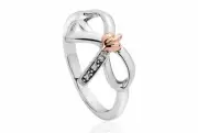 Clogau Tree of Life Silver & Welsh Gold Diamond Bow Ring 3STOLBR Size N